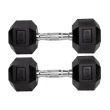 Par Halteres 9kg + 9kg Dumbbell Sextavado Emborrachado Pegada Cromada Gallant (GDB09F3B-PT)